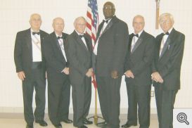 Pictured (l-r) are Sir Knights: Gerald Krawczynski, Gordon Wilson, Bud Campbell, James Walker, Lloyd Cambre, and Bert Steck. 