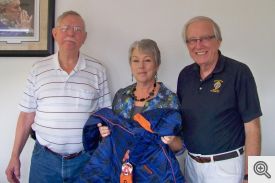 Pictured with Patty Owens at St John's School are Ed Keearns (l) and John Bodensteiner