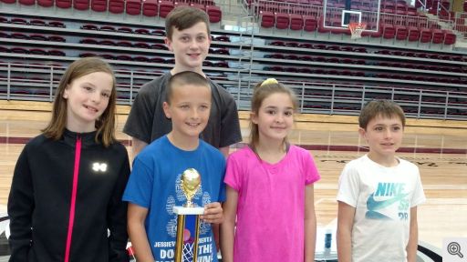 The 5 participants who attended the state contest.  Pictured are (L to R) Abby Burk. Jayden Meredith holding his trophy, Adeline Robertson and Briar Carpenter.  Standing in back is Matthew Goodwin.