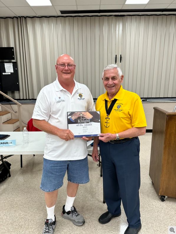 GK John Weidert presenting Mike Gonda the September Knight of the Month Award!!